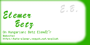 elemer betz business card